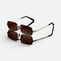 Rimless Sunglasses Rectangular Metal Frame Eyewear