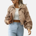 Cropped Corduroy Button Jacket