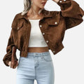 Cropped Corduroy Button Jacket