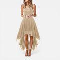 Lace Bodice High Low Midi Dress