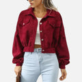 Cropped Corduroy Button Jacket