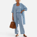 Three Piece Linen Blend Co Ord Set