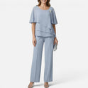 Layered Top Wide Leg Trouser Set