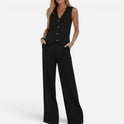 Sleeveless Waistcoat And Wide Leg Trouser Set