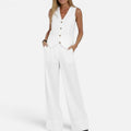 Sleeveless Waistcoat And Wide Leg Trouser Set