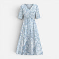 Floral Wrap Midi Dress With V Neck