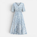 Floral Wrap Midi Dress With V Neck