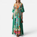 Printed Maxi Dress With Drawstring Waist