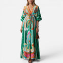 Printed Maxi Dress With Drawstring Waist