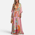 Printed Maxi Dress With Drawstring Waist