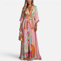 Printed Maxi Dress With Drawstring Waist