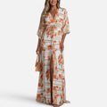 Printed Maxi Dress With Drawstring Waist