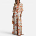 Printed Maxi Dress With Drawstring Waist