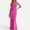 Twist Front Halterneck Maxi Dress