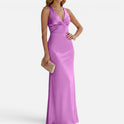 Twist Front Halterneck Maxi Dress