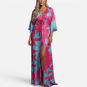 Printed Maxi Dress With Drawstring Waist