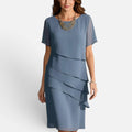 Layered Midi Dress With Short Sleeves