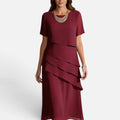 Layered Midi Dress With Short Sleeves