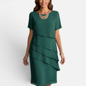Layered Midi Dress With Short Sleeves