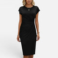 Ruched Midi Dress With Cap Sleeves
