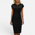 Ruched Midi Dress With Cap Sleeves