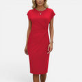 Ruched Midi Dress With Cap Sleeves