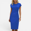 Ruched Midi Dress With Cap Sleeves