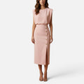 Sleeveless Midi Dress With Button Detail