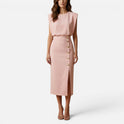 Sleeveless Midi Dress With Button Detail