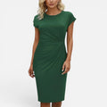 Ruched Midi Dress With Cap Sleeves