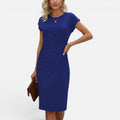 Ruched Midi Dress With Cap Sleeves