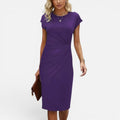 Ruched Midi Dress With Cap Sleeves
