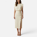 Sleeveless Midi Dress With Button Detail