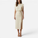 Sleeveless Midi Dress With Button Detail
