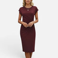 Ruched Midi Dress With Cap Sleeves