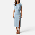 Sleeveless Midi Dress With Button Detail