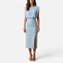 Sleeveless Midi Dress With Button Detail