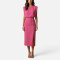 Sleeveless Midi Dress With Button Detail