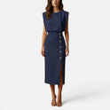 Sleeveless Midi Dress With Button Detail