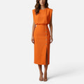 Sleeveless Midi Dress With Button Detail