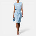 Sheath Dress Ruched Sleeveless Keyhole Neckline