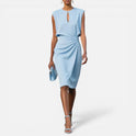 Sheath Dress Ruched Sleeveless Keyhole Neckline