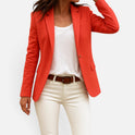 Single Button Long Sleeve Notched Lapel Blazer