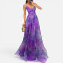 Maxi Dress Ruched Sleeveless Printed Spaghetti Strap