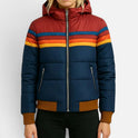 Hooded Puffer Jacket Quilted Zip Front Long Sleeve