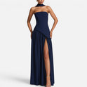 Strapless Wedding Guest Maxi Dress with High Slit