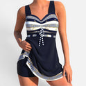 Swimdress Two Piece Printed Sweetheart Neck Swimwear