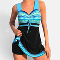 Swimdress Two Piece Printed Sweetheart Neck Swimwear