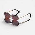 Rimless Sunglasses Rectangular Metal Frame Eyewear