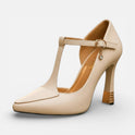 Women's T-Strap Pumps – Block Heel, Party